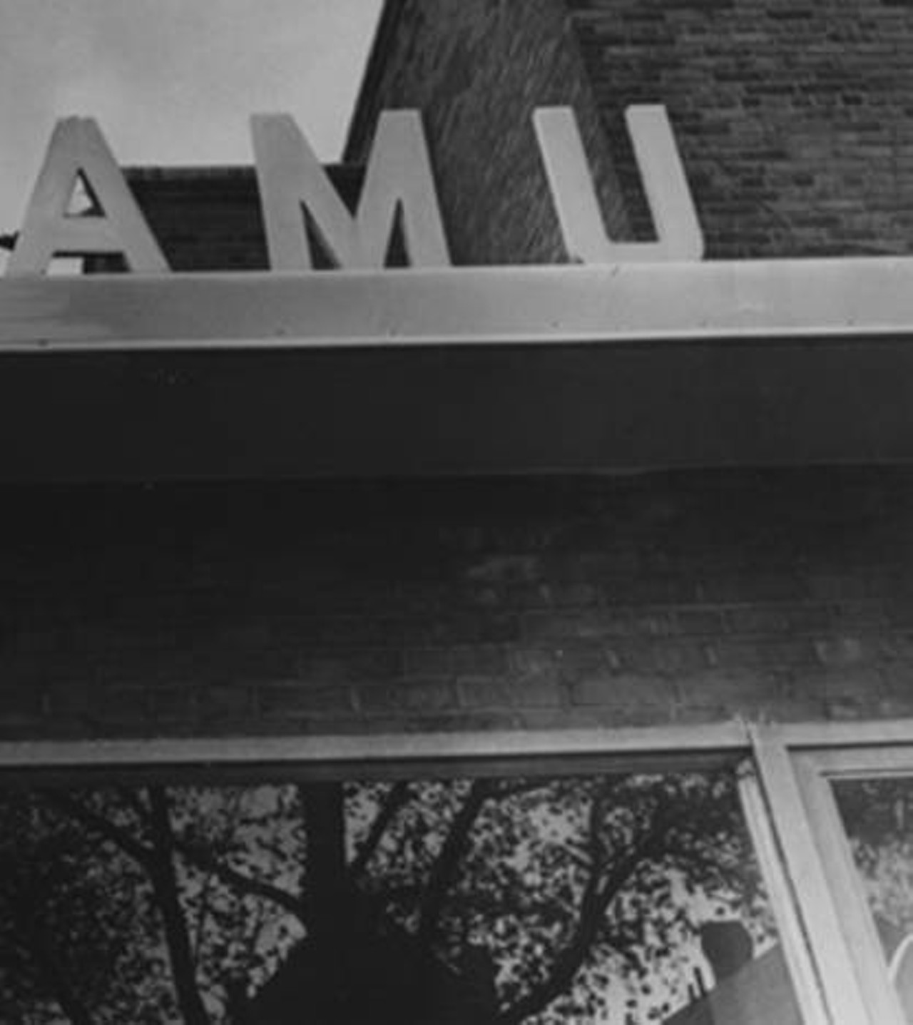 Detail of the sign on the Karamu House at 2355 East 89th Street. Karamu means house of feasting or entertainment in Swahili. 1965