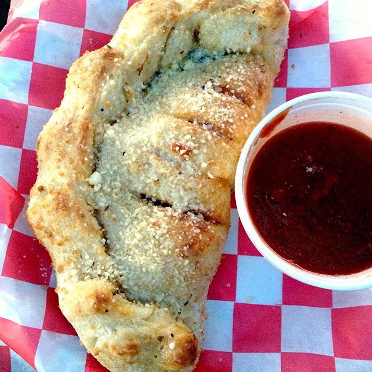 Pepperoni Calzone from Papa Nick's Food Truck. I love all the garlic!