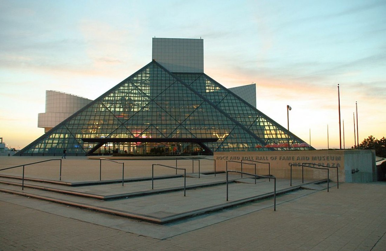  Spend a Day at the Rock Hall
Bitch about who's inducted and who's not if you want -- that's half the fun! -- but you can't take anything away from the stunning, unparalleled collection of rock history sitting in the glass pyramid by Lake Erie.
Photo via Scene Archives