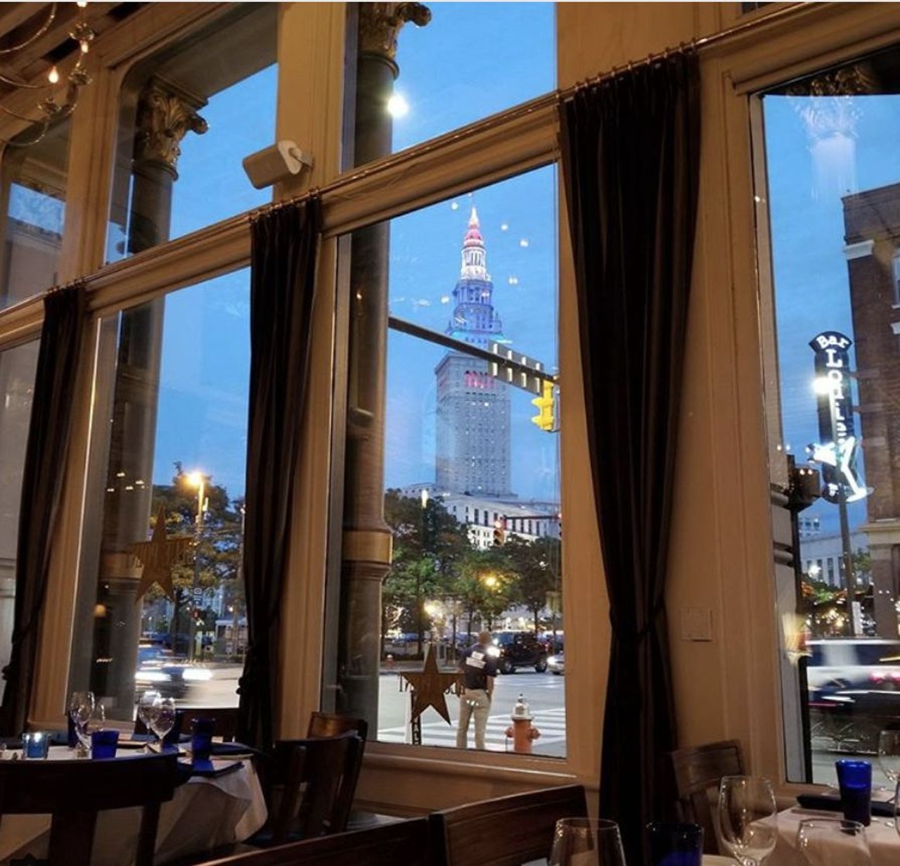 Blue Point Grille
700 West St. Clair Ave., Cleveland
You might miss a bit of the dinner table conversation at this Warehouse District dining room since it&#146;s so easy to get distracted by Blue Point Grille&#146;s larger-than-life view of Terminal Tower.
Photo via hallschild/Instagram