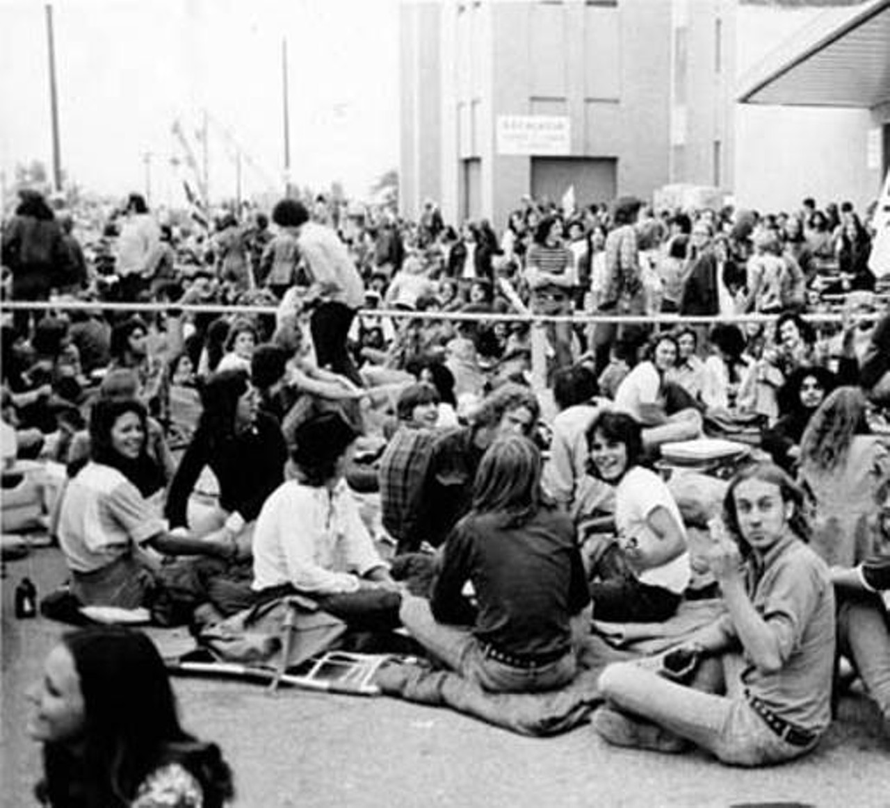 Campers waiting out for the World Series of Rock concert. 1975