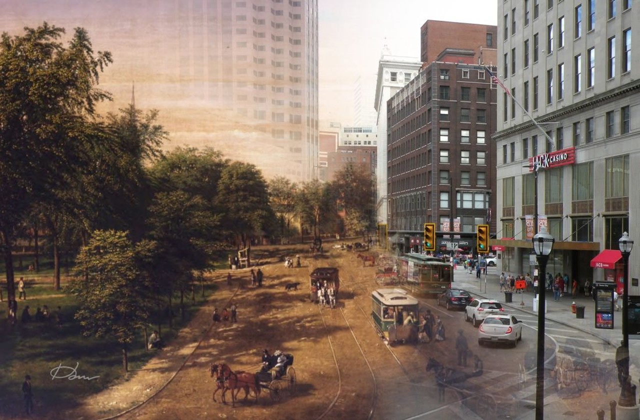  1869/2019 - Public Square, 150 Years Apart (&#145;Then&#146;  Painting by Allen Smith at the Cleveland History Center) 