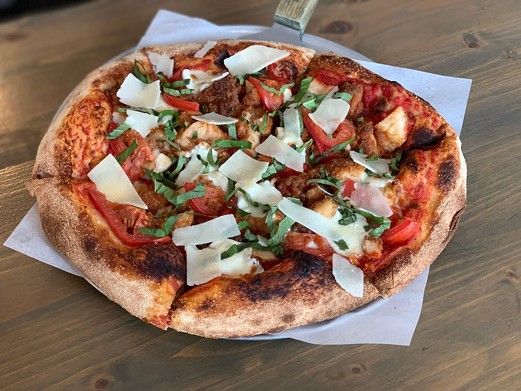 Sauced Wood Fired Pizza
    21984 Lorain Rd., Fairview Park, (440) 799-4411
    
     10&#148; Chicken Parmy
    Red sauce, breaded chicken breast, tomatoes, fresh mozzarella, shaved parmesan and basil.