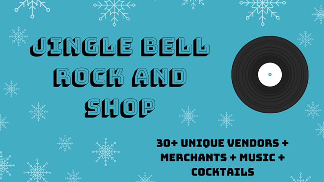Poster art for upcoming Jingle Bell Rock and Shop.
