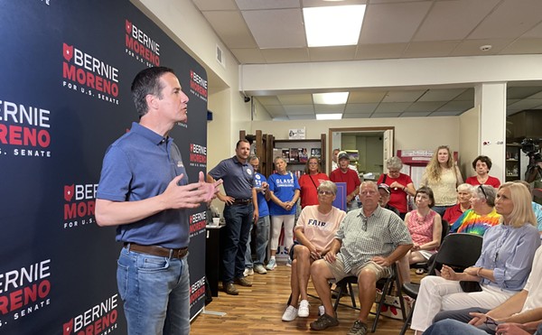 Republican U.S. Senate nominee Bernie Moreno speaking to voters in Chillicothe.