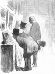 "Art Lovers," drawing by Honor Daumier.
