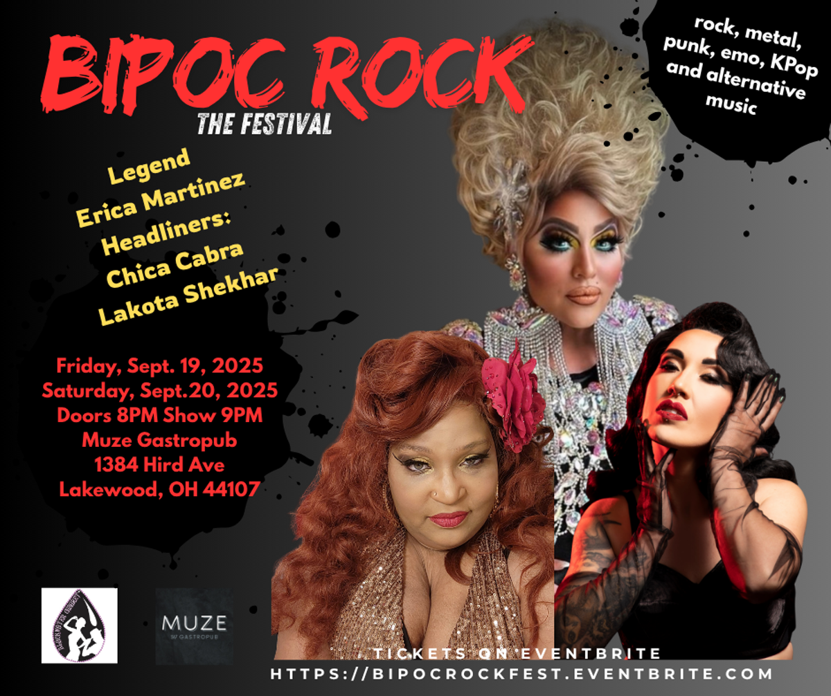 BiPOC Rock Headliners; Erica Martinez (top) Lakota Shekhar (left) Chica Cabra (right)