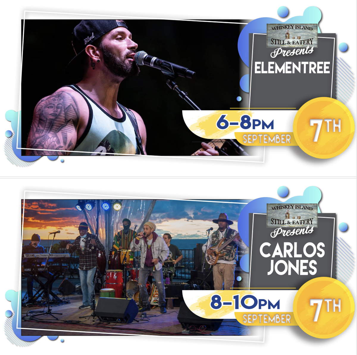 Carlos Jones & Elementree LIVE @ Whiskey Island Thursday, September 7!