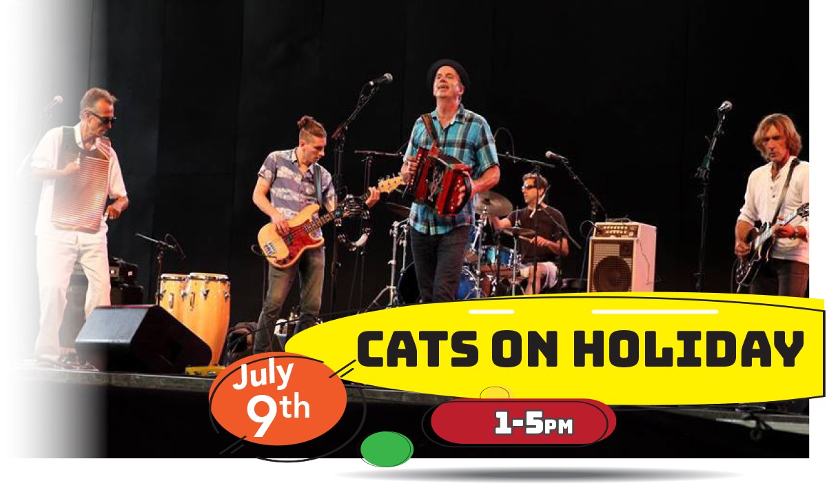 Cats On Holiday playing LIVE at Whiskey Island Still & Eatery Wednesday, July 9th 1-5pm!