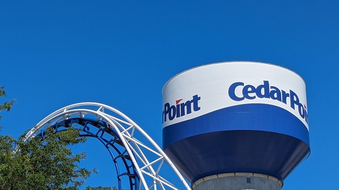 The corkscrew and water tower at Cedar Point