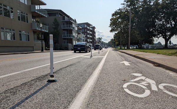 A buffered bike lane on Detroit Avenue, which may be reinstalled later this year—or next.