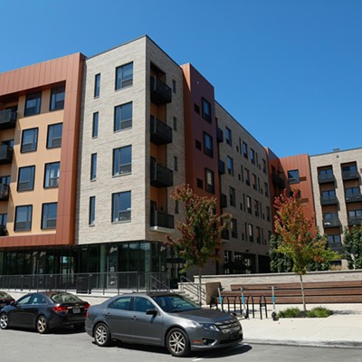 The Treo Apartments in Tremont, which opened last year, has a courtyard accessible to both residents and the public.