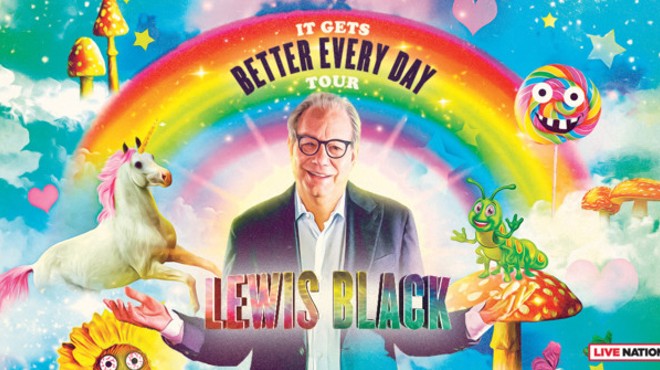 Promo graphic for Lewis Black's upcoming comedy tour.
