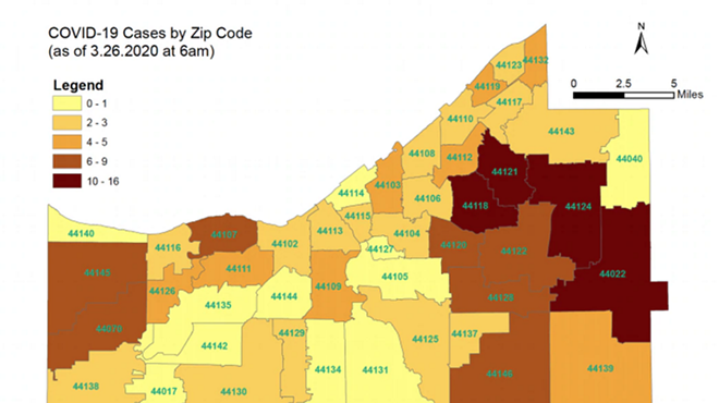 Confirmed Coronavirus Cases in Cuyahoga County by Zip Code