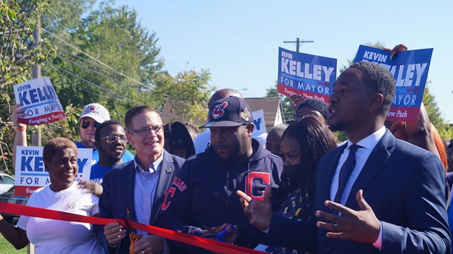 Council President Kevin Kelley and Councilman Basheer Jones cut ribbon at Carrie Cain Park in Ward 7 after Kelley receives Jones' endorsement, (9/29/21).