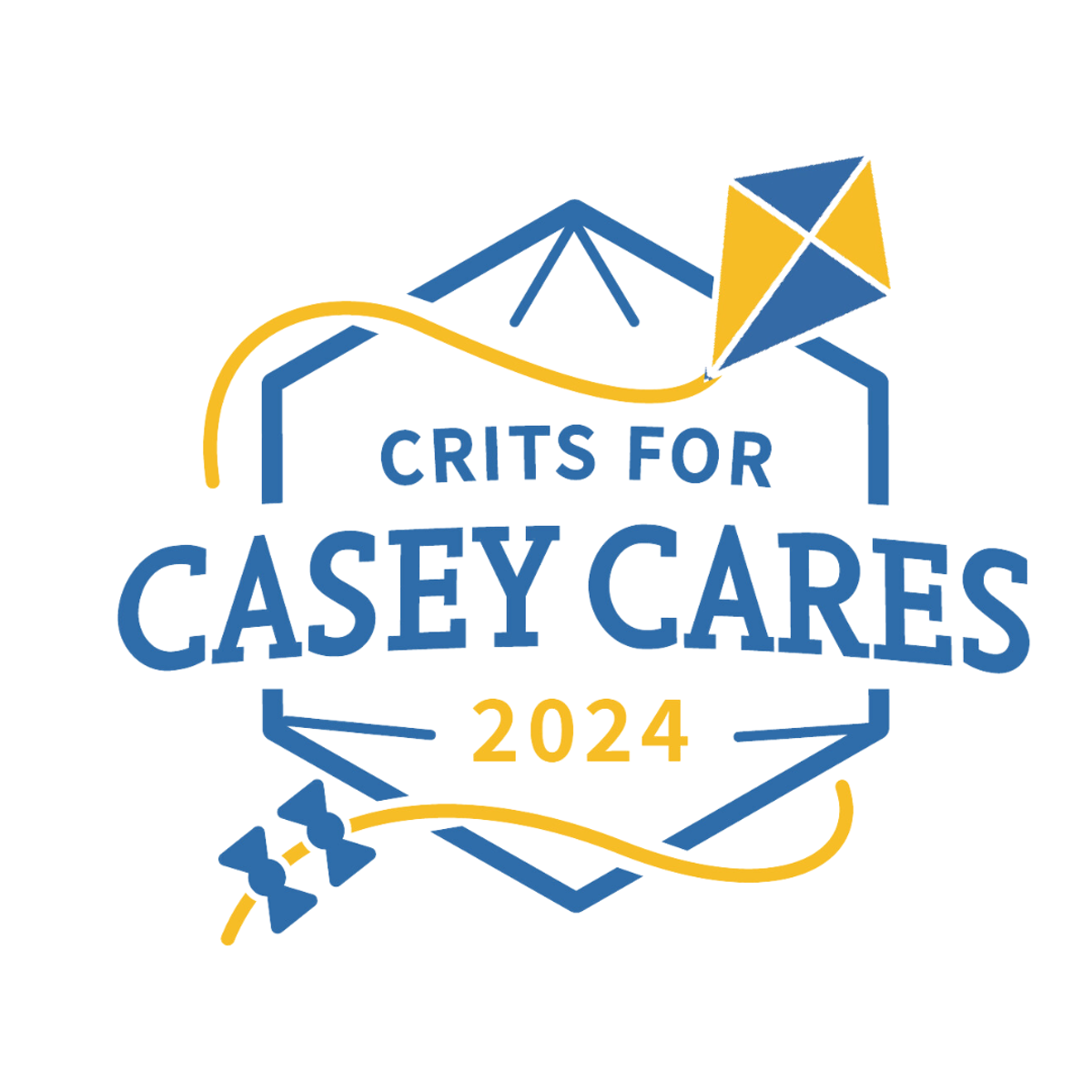 Crits for Casey Cares blue and yellow logo