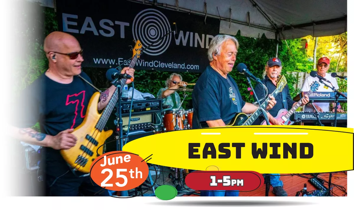 East Wind playing LIVE at Whiskey Island Still & Eatery Saturday, June 25th 1-5pm!