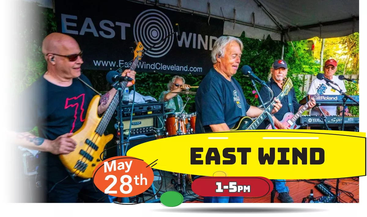 East Wind playing LIVE at Whiskey Island Still & Eatery Saturday, May 28th at 1-5pm!