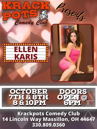 Image: Ellen Karis "The Greek Goddess of Comedy" at Krackpots Comedy Club, Massillon