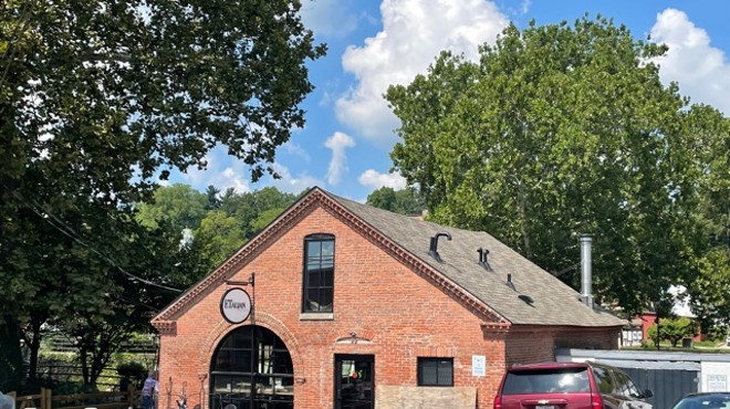 Formerly home to a blacksmith's shop, this building is now a wood-fired pizzeria.