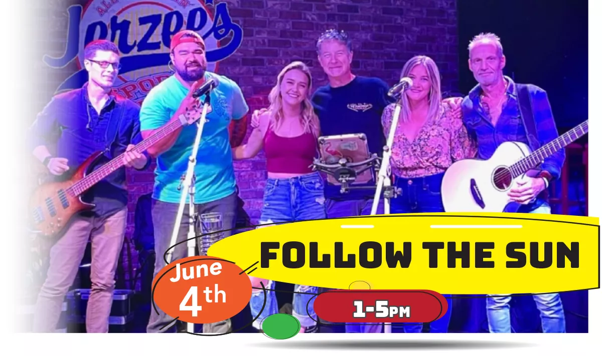 Join Us For Follow The Sun playing LIVE at Whiskey Island Still & Eatery Saturday, June 4th at 1-5pm!