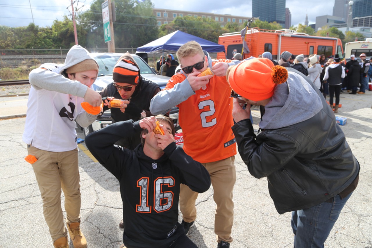 All in at the Broncos vs. Browns tailgate in the Muni Lot, photo by Emanuel Wallace.