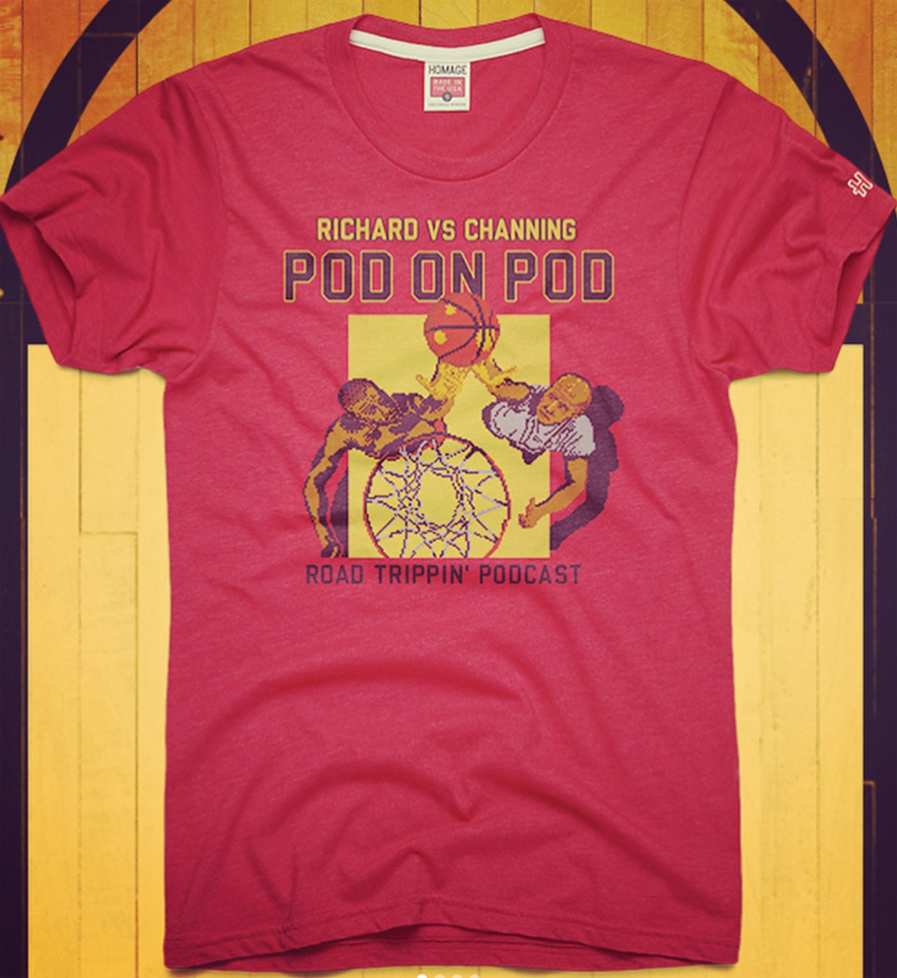 Road Trippin&#146; T-Shirt
Beloved former Cavaliers forward Richard Jefferson was traded at the end of training camp and ended up on the Denver Nuggets, but the podcast that he started with Cavaliers&#146; sweet-shooting big man and close friend Channing Frye lives on. Road Trippin&#146; is continuing in Cleveland with Frye, Fox Sports Ohio&#146;s Cavaliers&#146; sideline reporter Allie Clifton, and the Spanish radio announcer Rafael Hernandez Brito, while Jefferson has started a knockoff pod for his new team. Homage, the Columbus-based apparel company, created a T-shirt &#151; Richard vs. Channing, Pod on Pod &#151; to christen the rivalry. Visit the Homage store at Crocker Park and pick one up today, or grab one online.