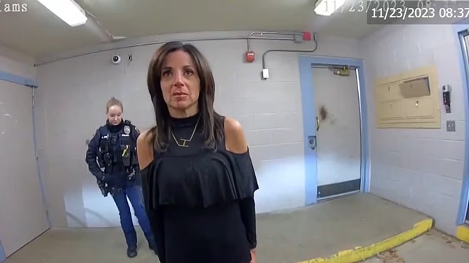 A still from bodycam footage of Strano's arrest