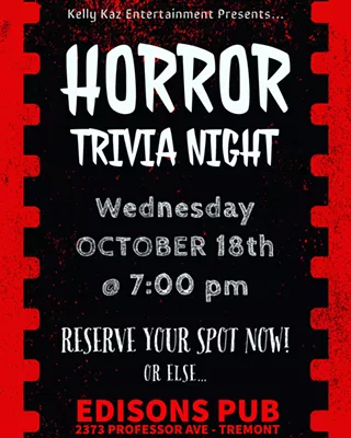 Image: HORROR TRIVIA NIGHT! w/ Kelly Kaz Entertainment