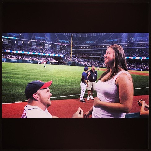 I cant even believe it. #engaged #Indiansgame #isaidyes #poppedthequestion #lovehim #hewassoooonervous #socute @mustache_mike - Photo Courtesy of Instagram User _hsuchy