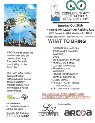 Complimentary Electronics Recycling 10/28