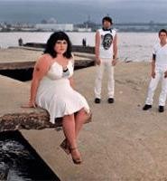 Jagged concrete is nothing new for Gossip's Beth Ditto (left).