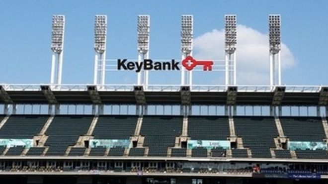 A rendering of KeyBank's signage at Progressive field, to remind us of baseball.
