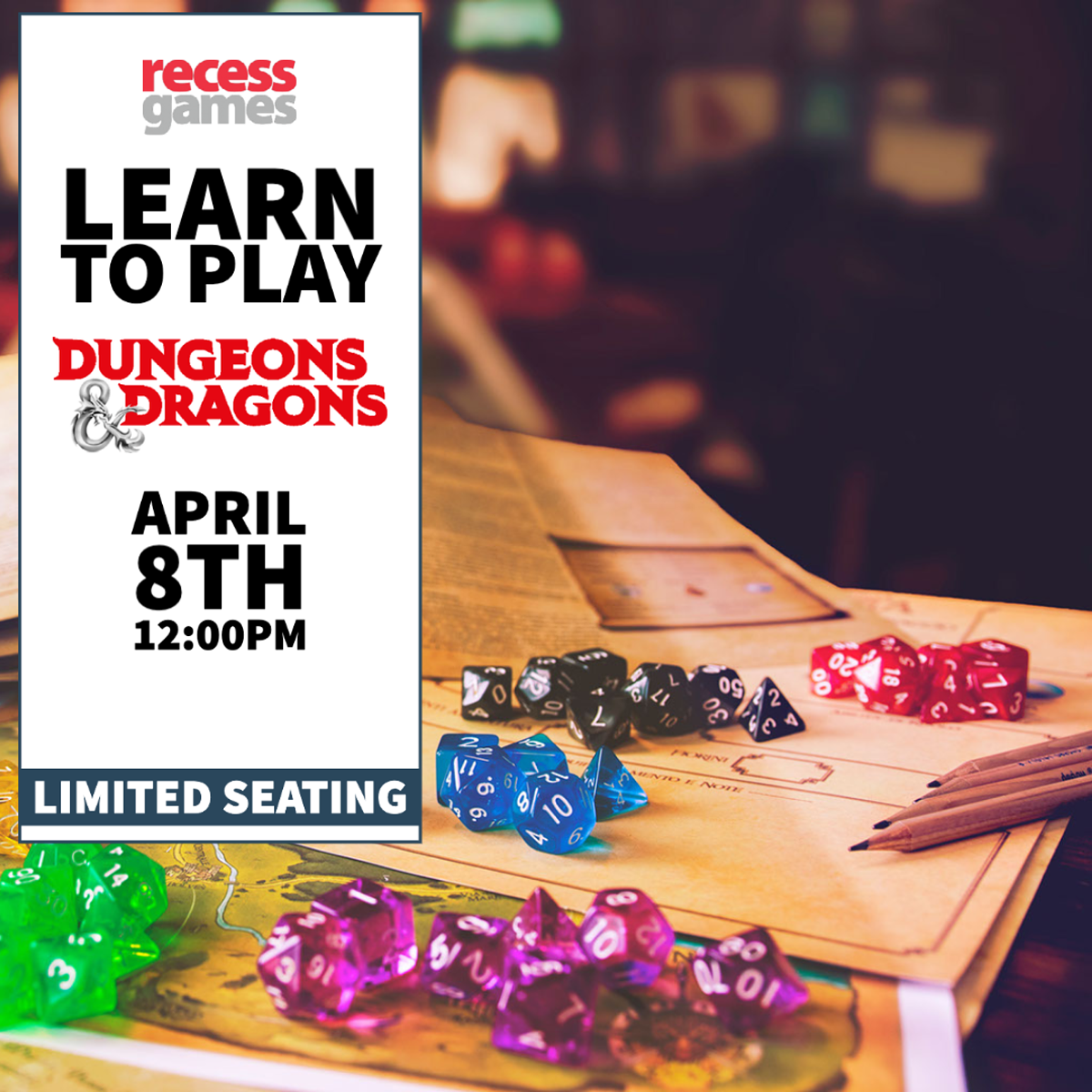 Learn to Play Dungeons & Dragons at Recess Games April 8th