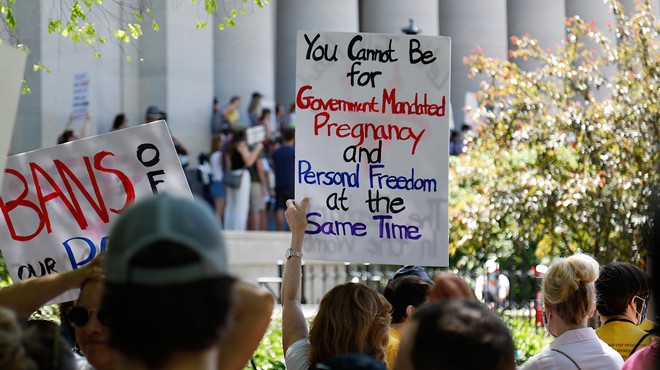 COLUMBUS, OH — MAY 14, 2022: Hundreds gather at a rally to support abortion rights less than two weeks after a leaked Supreme Court draft opinion showed a likely reversal of Roe v. Wade, May 14, 2022, at the Ohio Statehouse, Columbus, Ohio.