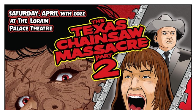Poster for the upcoming screening of The Texas Chainsaw Massacre Part 2.