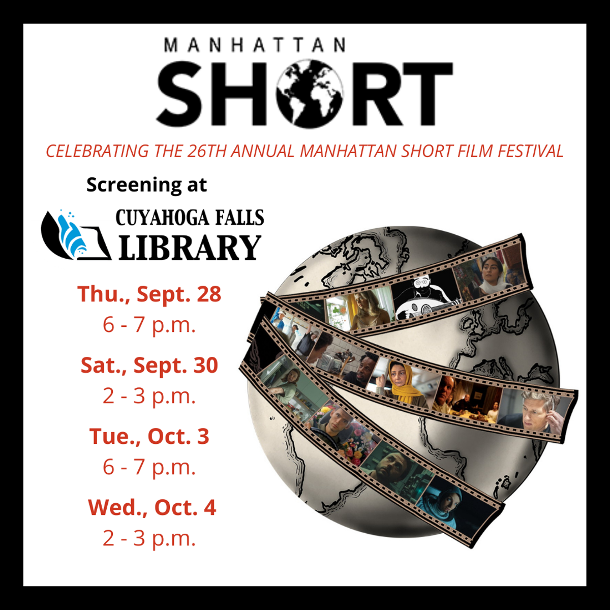 Celebrating the 26th Annual Manhattan Short Film Festival at Cuyahoga Falls Library