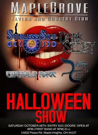 Image: Maple Grove Halloween Show w/ Sunless Sky / Emerald Rage/ Dark Secret / Diver City