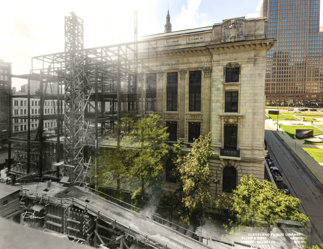 1923/2019 - Cleveland Public Main Library building under construction
