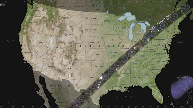 The path of the total eclipse, on April 8, 2024.