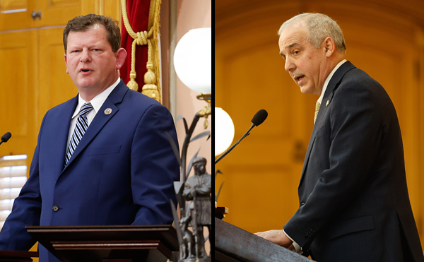 Left, Ohio House Speaker Jason Stephens. Right, Ohio Senate President Matt Huffman.