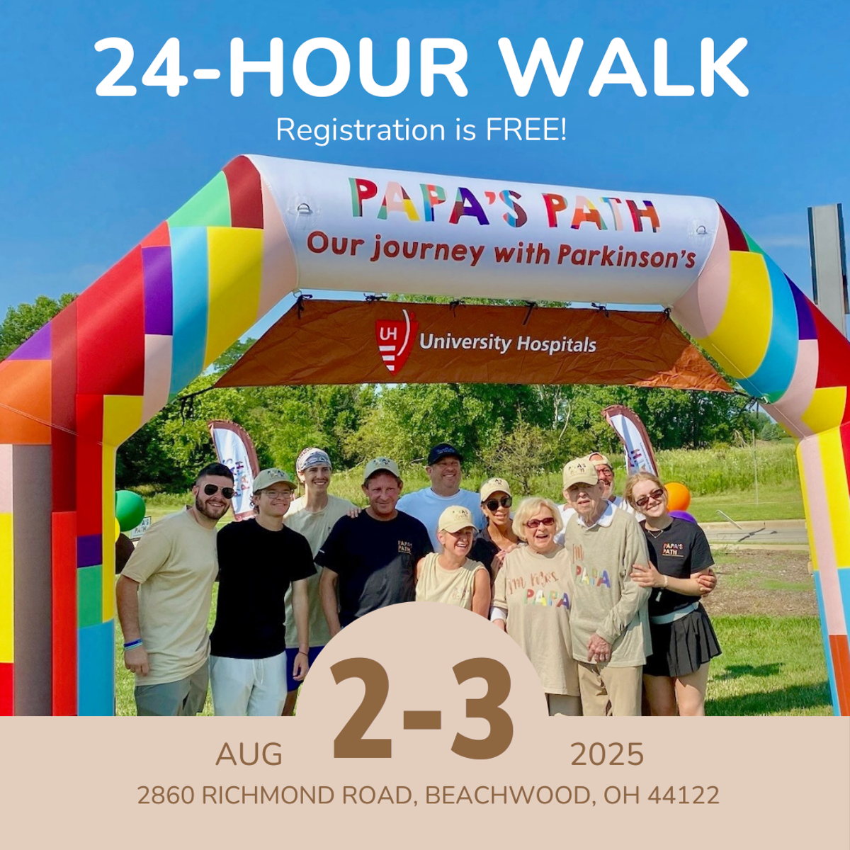 Participants break for a photo during the 2024 Papa's Path 24-Hour Walk.