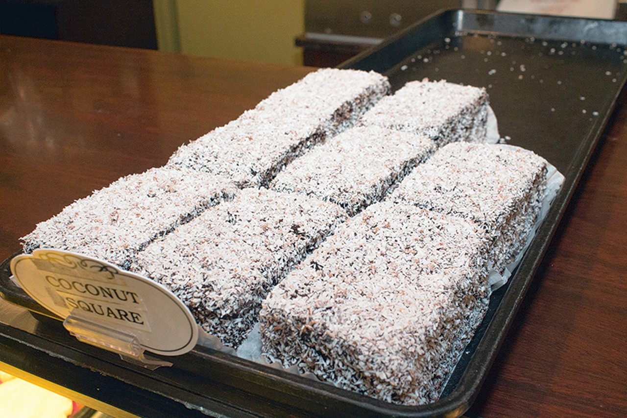 Coconut Bars
What: The airy, chocolate-dipped cakes dusted in flaky coconut
Why: The sweet treats were perfected by Cleveland Jewish bakeries decades ago
Where: Peruse the glass cases of Pincus Bakery in Cleveland Heights or stop by Little Italy's bustling Presti's Bakery