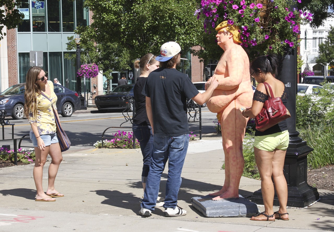 Photos: Naked Donald Trump Statue Before Police Hauled It Away