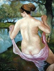 Pissaros Femme Nue de Dos is on view at Contessa - Gallerys Impressionist show.