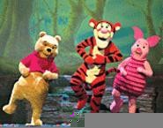 Pooh, Tigger, and Piglet have a contest to see who can stand on his left leg the longest (Thursday).