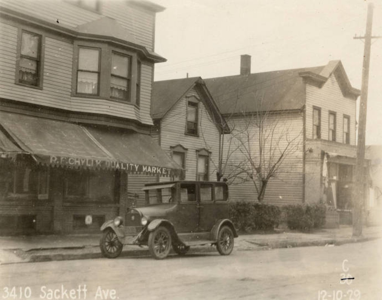 R.F. Chylik Quality Market, 3410 Sackett Avenue, 1929.