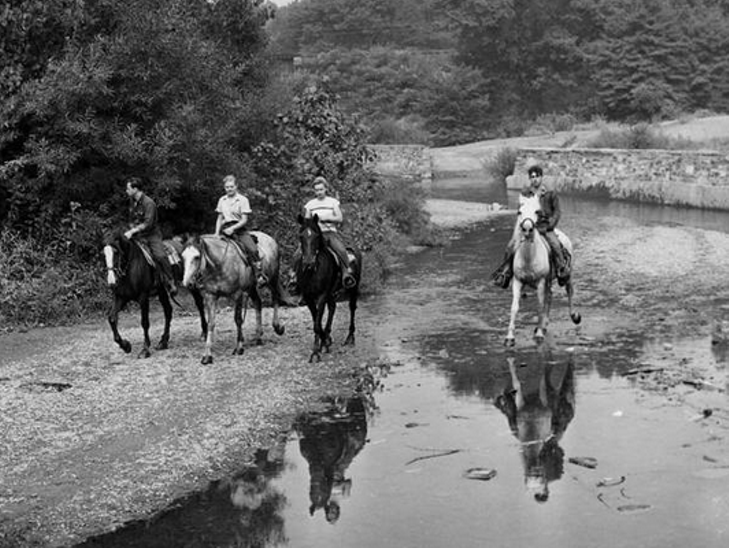 Riding horses at Big Creek Reservation, 1951