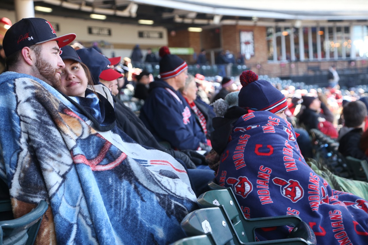 The Bundled-Up Cheering Section
True Indians fans know that they must prepare for all of the elements when it comes to Opening Day. And there's no shame in bringing every blanket you own for the occasion. 
Emanuel Wallace Photo