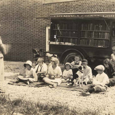 The Bookmobile comes to the Cuyahoga County Public Library, 1930s.